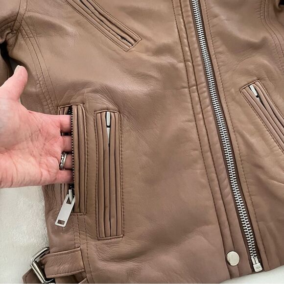 Amaryllis Clay/Pink 100% Leather Moto Style Jacket, Size XS NWOT - Picture 9 of 15